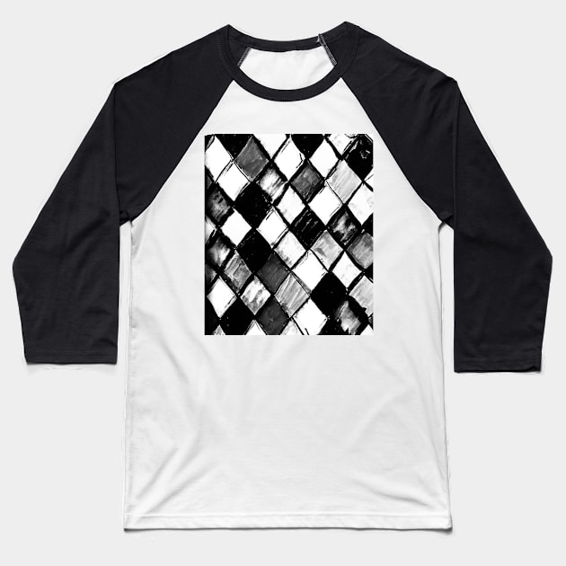 Black and White Diamonds Baseball T-Shirt by YollieBeeArt